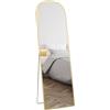HOMCOM Specchio da Terra ad Arco Moderno, 50x170 cm Specchio da Parete e Autoportante a Figura Intera con Cornice in Lega di Alluminio e Supporto, per Camera da Letto, Soggiorno e Ingresso, Oro