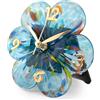 MurArt Orologio da Tavolo in Vetro di Murano realizzato a mano con una Forma di Fiore e misure 15x15 cm Made in Italy (1, Acquamare)