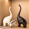 GZDDYUMYJX Elefante Portafortuna, Decorazioni di Elefanti, decorazione moderna in ceramica, elefante portafortuna, per libreria, soggiorno, ufficio, tavolo, mensola, decorazione. (Bianco Nero Argento)