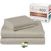 Pizuna Linens Pizuna Set lenzuola letto king size Cotone 160x200 cm Tortora 400 fili 4Pz
