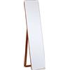 HOMCOM Specchio da Terra e da Parete con Struttura in Legno, Supporto Pieghevole con Cerniera, 37x43x156cm, Noce Chiaro