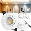 Laiebri Faretti LED da incasso, 230V, dimmerabili, 6W, IP44, diametro 68mm, orientabili a 38°, temperatura colore 3000K/4000K/6000K, per bagno, faretti piatti da incasso, Bianco, 10er