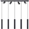 Lindby Lampada a Sospensione 9 Luci Nera 116 cm, Lampadario con Faretti Orientabili e Pendenti Cilindrici GU10 Moderne Lampade Sospese per Cucina Sala da Pranzo Soggiorno