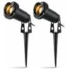 damastoreitalia Kit 2 Faretto da Giardino con Picchetto GU10 IP65 in Alluminio Nero, Orientabile per Illuminazione Piante Alberi Vialetti Esterno 220V Senza Lampadina (Nero - Kit 2 pezzi)