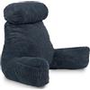 bananair - Cuscino da Lettura per Letto in Velluto a Coste Nuovo Modello - Fodera Sfoderabile e Lavabile - Morbido e Confortevole - Schienale con Braccioli e Seduta Ergonomica (Blu)