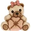 THUN - Bomboniera Teddy con Quadrifoglio Portafortuna Rosa - Bambina, Nascita - Linea Bomboniere - Ceramica - 6 x 4,2 x 5,5 h cm