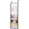 LIFEZEAL Specchio per tutto il corpo regolabile in altezza, specchio a parete con 2 ganci, specchio da parete rettangolare con cornice in metallo, 108 x 37 cm specchio per porta, per camera da letto