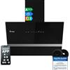 KKT KOLBE Cappa aspirante 60 cm/Cappa Cucina Inclinata/acciaio inossidabile/vetro nero/WiFi/auto spegnimento/Illuminazione LED RGBW/Operazione di tocco / EASY6005SM