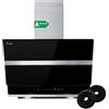 KKT KOLBE Cappa aspirante 60 cm | Cappa aspirante da parete con altezza verticale | Acciaio inossidabile | Vetro nero | Spegnimento automatico | Controllo touch | HERMES6005S