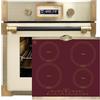 Kaiser Forno a pirolisi EH 6427 ElfAD+KCT 6195 IRotEm, Retrò Pirolisi Incasso Forno 73L Vetro Elfebe 60 cm+Piano cottura a induzione, Piastre metalliche Bronzo,4 QickHeat