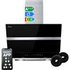 KKT KOLBE Cappa aspirante 60 cm | Cappa Cucina Inclinata | acciaio inossidabile | vetro nero | WiFi | auto spegnimento | Illuminazione LED RGBW | Operazione di tocco | HERMES6005SM