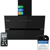 KKT KOLBE Cappa aspirante 80 cm | Cappa Cucina Inclinata | acciaio inossidabile | vetro nero | WiFi | auto spegnimento | Illuminazione LED RGBW | Operazione di tocco | ECCO8005SM