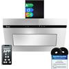 KKT KOLBE A+++ Cappa aspirante 80 cm 782 m³/h Filtrante/Aspirante Senza testa Parete | Vetro nero Specchio | Arresto automatico | App WiFi Smart WLAN | SensorTouch | Illuminazione LED RGBW |