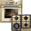 Kaiser Forno a pirolisi EH 6427 Avorio + KCG 6335 ElfEm, Retrò Pirolisi da incasso Forno 73L Vetro Elfebe 60 cm+60 cm, Vetro Avorio, Retro Incasso, 3,8 kW WOK