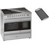 GURARI Fornello elettrico GCH E 912 DF X + piastra in vetro ceramica 90 cm acciaio inox Range Cooker elettrico doppio forno