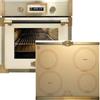 Kaiser Forno a pirolisi «EH 6427 ElfAD+KCT 6395 IelfEm», forno a pirolisi retrò da incasso 73L in vetro color elfebe 60 cm+piano cottura a induzione, piastra in metallo bronzo, 4 QickHeat