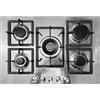 GURARI Piano cottura a gas GCH FQ 755+WOK adattatore per caffè, 75 cm, acciaio inox, 4,0 KW WOK, 5 bruciatori a gas, gas naturale, FL.Gas