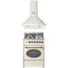 GURARI Stufa a gas GCH G 614 CR +GCH C 046 WH 6 con filtro a carbone, cappa aspirante 60 cm, piano cottura 60 cm, gas naturale Fl.Gas 4 Kw WOK
