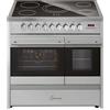 GURARI Fornello elettrico GCH E 912 DF X in vetro ceramica 90 cm in acciaio inox Range Cooker elettrico doppio forno 5 zone con elementi riscaldanti High Light