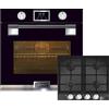 Kaiser Olan Set Forno Kaiser EH 6338s da incasso, elettrico, autosufficiente, 79L Pyrolyse autopulente Forno + KCG 6387 piano cottura a gas 60 cm in vetro nero 3,8kW 4 Wok gas naturale o gas propano