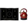 Kaiser Piano cottura a induzione, 77 cm, zona libera, PowerBoost 4,3 KW,Barbecue e Teppan Yakin+WK 2000 Rosso Retro Bollitore di controllo LED 2 L 1800 W Rotazione