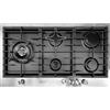 Gurari Piano cottura a gas 90 cm in acciaio inox/nero TY905VPGC + adattatore per caffè da incasso a gas con 5 fiamme - Bruciatore WOK 4,0 kW - Gas naturale e propano (FL.Gas) - Griglie massicce in