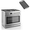 GURARI Fornello a gas in acciaio inox, a gas, elettrico, 90 cm, 126 l, gas naturale Fl.Gas 4 Kw WOK, autopulente GCH E 818 X+piastra grill