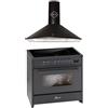 GURARI Fornello a induzione E 913 BL + GCH C 046 BL 9, Range Cooker 90 cm/FLEX ZONEN/5 ZONE/121L + cappa aspirante 90 cm