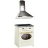 GURARI GCH E 612 Cr + GCH C 46 IS 6, fornello retrò a induzione 60 cm, Range Coocker 60 l, crema + cappa aspirante 60 cm, cappa da parete, acciaio inox/Inox, cappa di scarico/cappa di convezione, 1000