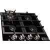 Kaiser Olan Kaiser KCG 6387 Turbo, Piano cottura a gas 60 cm, Vetro Nero, 4 Zone, Autonomo, Incasso, Bruciatori Superiori, 3,8 kW, Bruciatore WOK, Gas Naturale/Propano