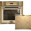 Kaiser di forno EH 6726 avorio e KCT 6395 IelfEm, forno da incasso retrò, 80 l, vetro avorio, forno elettrico, grill + piano cottura a induzione, retrò, 60 cm, piastre in metallo bronzo