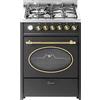 GURARI Cucina a gas multifunzione, Libera installazione, Ghisa, 4 bruciatori, 49 litri, Grill a gas, Spiedo rotante, Riscaldamento inferiore, Gas Naturale/Propano