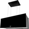 GURARI cappello isolotto 333 90 BL Pr, cappello isola di ricircolo 90cm, cappello soffitto, 1000m³/h, vetro nero, 4 livelli, display, LED