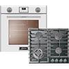Kaiser EG 6374 W + KCG 6383, forno a incasso 60 cm in bianco/forno/piano cottura a gas 60 cm in vetro nero, autark, girarrosto/grill/aria calda/autopulente/gas naturale propano