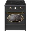 GURARI Retro Cucina a induzione GCH E 612 BL r Elettrica Cucina a Libera Installazione 60 cm Nero | Forno 8 funzioni | Piano Cottura in Vetroceramica a 4 Zone, Classe Energetica A, Design Vintage