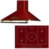 Kaiser Empire KCT 7797 FI - Piano cottura a induzione Em Retro 77 cm + Kaiser Retro Design, cappa aspirante A 9315, colore: Rosso 90 cm