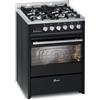 Gurari Fornello a gas con forno elettrico GCH E 610 BL - Piano cottura 60 cm in nero - Fornello con gas naturale o gas propano - Multi forno 60 L - 4 Kw - WOK - Stufa a a gas - Range Cooker