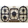 Kaiser Olan Kaiser KG 9325 Retro - Piano cottura a gas da incasso, 90 cm, autosufficiente, avorio, griglia in ghisa massiccia, bruciatore WOK, 3,8 kW, con adattatore/controllo del gas, gas naturale e propano