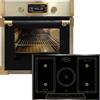 Kaiser Forno a pirolisi «EH 6427 AD+KCT 7797 Em», forno da incasso a pirolisi, 73 l, vetro nero 60 cm + piano cottura a induzione 77 cm, zona libera, PowerBoost 4,3 KW, 5 QuickHeat, piano cottura