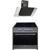GURARI GCH E 912 BL + GCH S 482 90 IS 90 cm/Range Coocker / 121L / 8 funzioni/gas terra/propano + cappa aspirante 90 cm 1000 m³/h cappa da parete in acciaio inox vetro