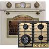 Kaiser EH 6355 ElfEm+KCG 6335ElfEm, Autark, Retro, 8 funzioni, piano cottura a gas da 60 cm, vetro avorio, retrò, 3,8 kW WOK, sfaccettature + piastra anteriore in metallo
