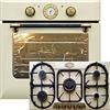 Kaiser Olan Kaiser set di cottura Autarkic forno da incasso EH 6432 ElfBE Eco+KG 9325 ElfEm, Retro, Elettrico, Girarrosto, 10 funzioni + Piano cottura a gas 90cm, smaltato, 3,8 KW WOK, gas naturale/propano