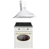 GURARI GCH E 612 Cr + GCH C 46 WH 9, fornello a induzione retrò 60 cm, Range Coocker 60 l, crema + cappa aspirante 90 cm, cappa da parete, crema, cappa di scarico, 1000 m3/h