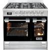 Kaiser HGE 93201 R Premium - Fornello a gas in acciaio inox con doppio forno elettrico, 115 l, gamma Coocker 90 cm, 8 funzioni, 5 bruciatori a gas da 3,7 kW e gas propano, autopulente, effetto anti
