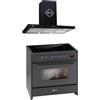 GURARI Fornello a induzione E 913 BL + GCH 461 BL 9, Range Cooker 90 cm, zone flessibili, 5 zone, 121L + cappa aspirante 90 cm