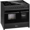 GURARI Cucina Elettrica GCH E 912 DF BL Cucina 90 cm a Libera Installazione Nero con Doppio Forno e Piano Cottura in Vetroceramica a 5 Zone Hi-Light, Classe Energetica A, Design - Moderno