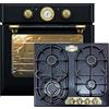 Kaiser Olan Kaiser set di cottura Autarkic forno da incasso EH 6432 ElfBE Eco+KG 6325 Em, Retro, Elettrico, Girarrosto, 10 funzioni + Piano cottura a gas da incasso retrò, 60 cm, smaltato nero