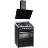 GURARI GCH E 610 BL+GCH S 211 60 BL N - Fornello a gas 60 cm, con forno elettrico 60 l, Range Coocker con cappa aspirante, 60 cm, 860 m³/h