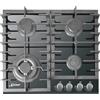 Kaiser KCG 6383 + tubo di cottura a gas 60 cm, piano cottura a gas autosufficiente, piano cottura a gas su vetro nero, piano cottura a gas, 3,8 kW wok con adattatore, 4 luci, gas naturale, Fl.Gas