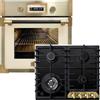Kaiser Forno a pirolisi «EH 6427 ElfAD +KCG 6335 Em», forno a incasso a pirolisi, 73 l, vetro color elfebe, 60 cm+60 cm, vetro nero, retro da incasso, 3,8 kW WOK